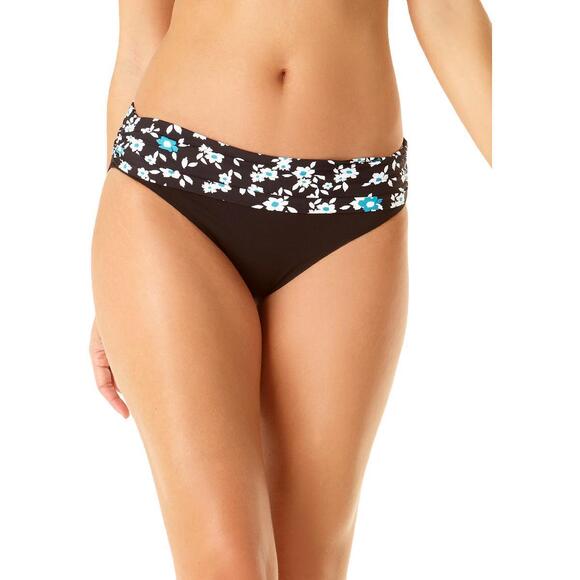 Anne Cole Other - Anne Cole Womens Eleni Floral Print Fold Over Swim Bottom Black Size XS New